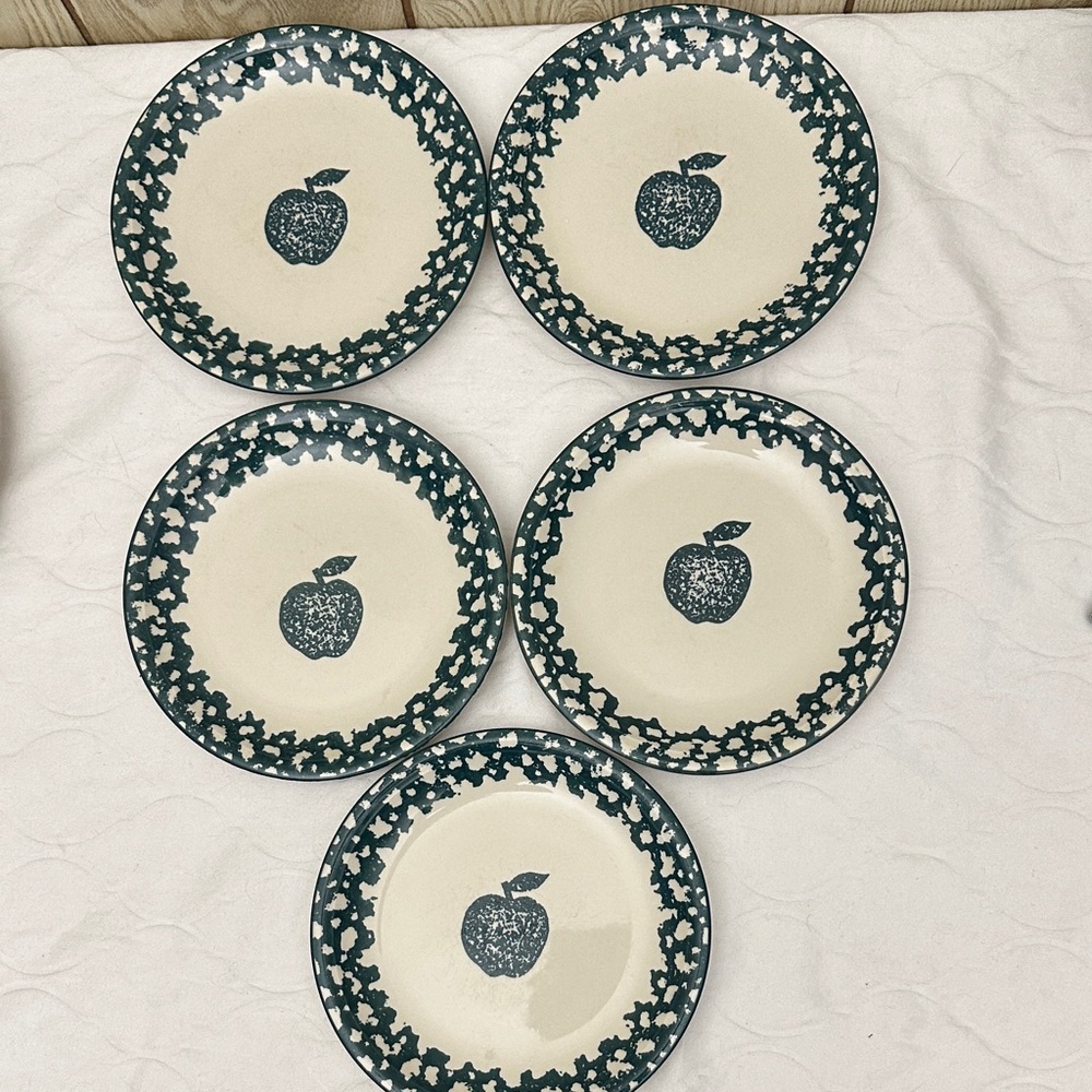Folk Craft by Tienshan Vintage Apple Design Dessert Plates - Set of 5